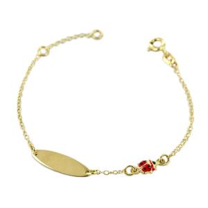 Bracciale da Bambino/a con targhetta in oro con coccinella  - gallery