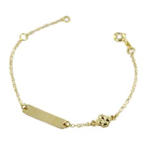 Bracciale da Bambino/a con targhetta in oro con quadrifoglio