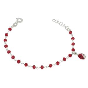 Bracciale da bambino bambina in argento con coccinella