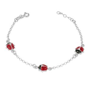 Bracciale da bambino bambina in argento con coccinelle - gallery