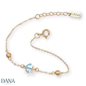 Bracciale da Bambino con ancora smaltata in oro 9 kt