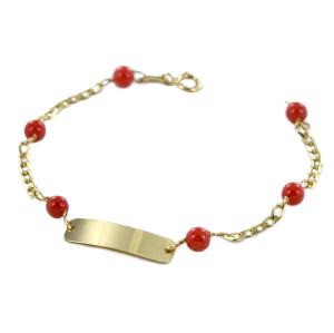 Bracciale da bambino con coralli e targhetta personalizzabile