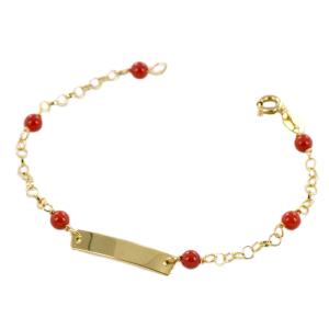 Bracciale da bambino con coralli e targhetta personalizzabile