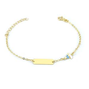 Bracciale da bambino con targhetta in oro 9 kt e barchetta