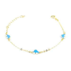 Bracciale da bambino in oro 9 kt con auto a smalto azzurro - gallery