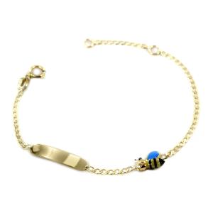 Bracciale da bambino in oro Ape con targhetta 