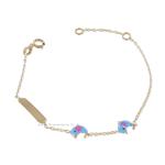 Bracciale da bambino in oro giallo e smalti - Delfini - gallery