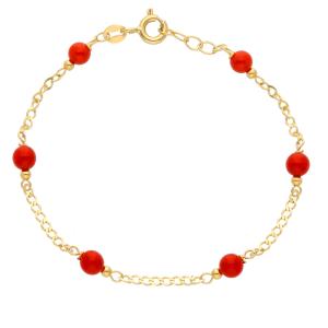 Bracciale da bambino o da bambina in oro giallo con coralli