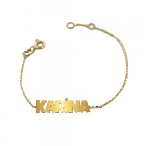 Bracciale da bambino personalizzato con nome in oro giallo e diamante