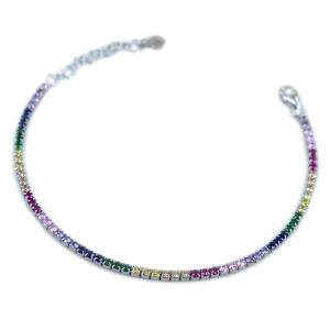 Bracciale Tennis da Donna in Argento con zirconi rainbow