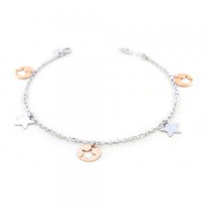 Bracciale da ragazza Con stelle in oro bianco e rosa charms - gallery