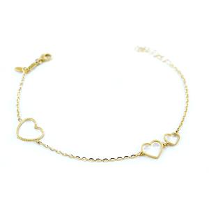 Bracciale da ragazza in oro giallo Cuori Traforati