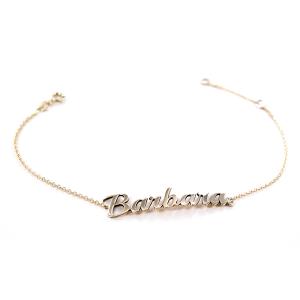 Bracciale da ragazza personalizzato con nome in oro giallo e diamante
