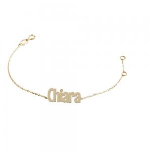 Bracciale da ragazza personalizzato con nome in oro giallo e diamante