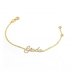 Bracciale da ragazza personalizzato con nome in oro giallo e diamante