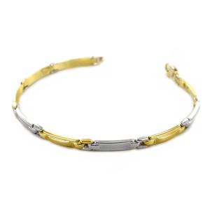 Bracciale da uomo a targhe in oro giallo e bianco 19.50 cm - gallery