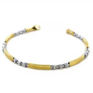 Bracciale da uomo a targhe in oro giallo e bianco 20 cm - gallery