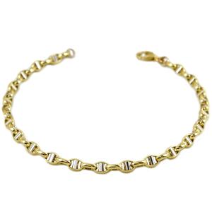 Bracciale da uomo bicolore giallo e bianco maglia traversino 