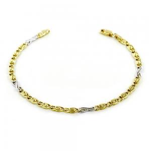 Bracciale da uomo fine in oro giallo e bianco occhio di pernice 