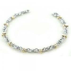 Bracciale da uomo in acciaio e oro maglia marina alternata