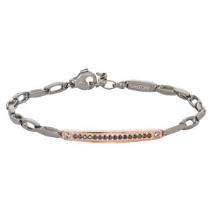 Bracciale da uomo in argento brunito e pietre brillanti neri
