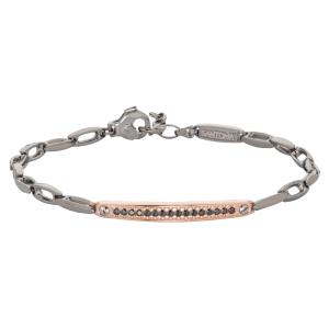 Bracciale da uomo in argento brunito e pietre brillanti neri