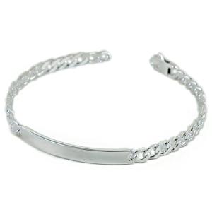 Bracciale da uomo in argento con targhetta small e maglia groumette  - gallery