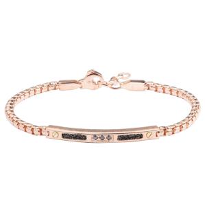 Bracciale da uomo in argento rosa e pietre brillanti neri