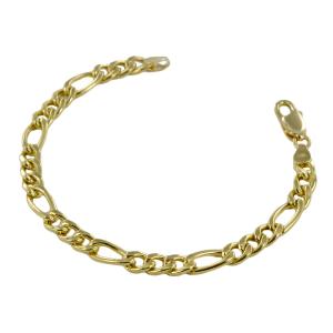 Bracciale da uomo in oro giallo a maglia groumette alternata - gallery