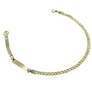 Bracciale da uomo in oro giallo a maglia groumette con targhetta 