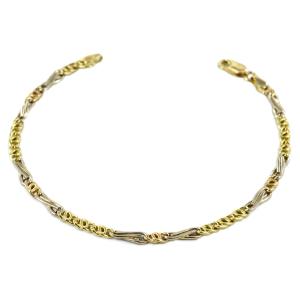 Bracciale da uomo in oro giallo a maglia occhio di pernice alternata - gallery