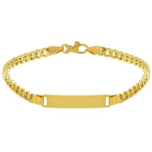 Bracciale da uomo in oro giallo con targhetta maglia groumette 21 cm LARGE - gallery