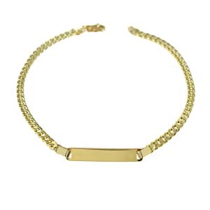 Bracciale da uomo in oro giallo con targhetta maglia groumette 21 cm MEDIUM