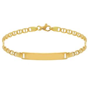 Bracciale da uomo in oro giallo con targhetta maglia traversino 21 cm SMALL - gallery