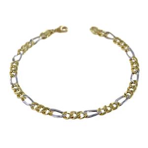 Bracciale da uomo in oro giallo e bianco a maglia groumette alternata media - gallery