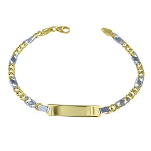 Bracciale da uomo in oro giallo e bianco con targhetta 18 cm - gallery