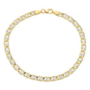 Bracciale da uomo medio in oro due colori 21 cm maglia diamantata