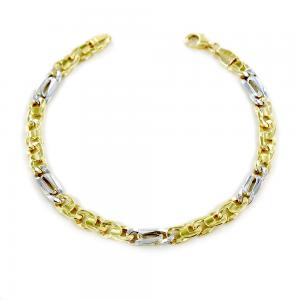 Bracciale da uomo medio in oro giallo e bianco occhio di pernice 