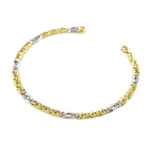 Bracciale da uomo medio in oro giallo e bianco occhio di pernice 