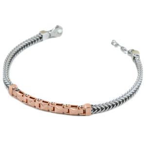 Bracciale da uomo Spiga in argento silver e rosa