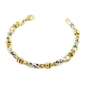 Bracciale Donna a catena fantasia in oro giallo e bianco - gallery