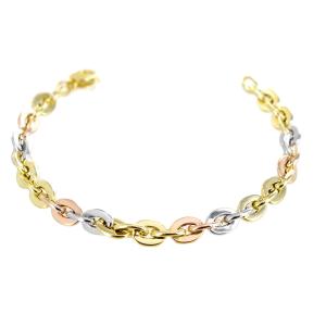 Bracciale Donna a catena in oro giallo bianco e rosa - gallery