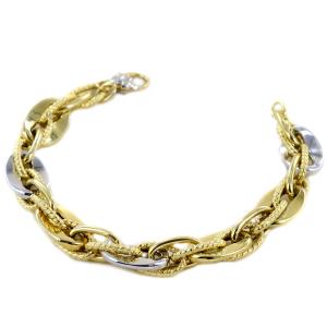 Bracciale Donna a catena sfalsata in oro giallo e bianco - gallery