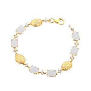 Bracciale Donna in Argento Dorato con pietre bianche Venice