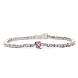 Bracciale donna Mabina in argento con Cuore Rosa e zirconi 533557-M - gallery