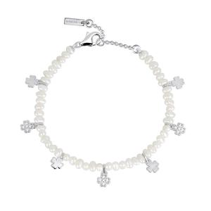 Bracciale Donna Mabina in Argento e Perle con Zirconi e Quadrifogli