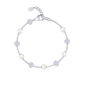 Bracciale Donna Mabina in Argento Quadrifoglio con perle - gallery