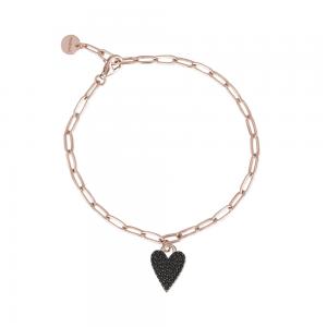 Bracciale Donna Mabina in Argento rosato con Cuore e Zirconi neri