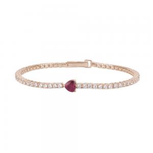 Bracciale donna Mabina in argento rosato con Cuore Rosso e zirconi 533439-M - gallery