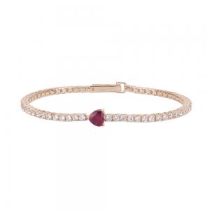 Bracciale donna Mabina in argento rosato con Cuore Rosso e zirconi 533439-M